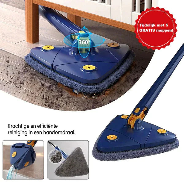 Nokmo | Triangular Mop with 360° Swivel Head for All Surfaces