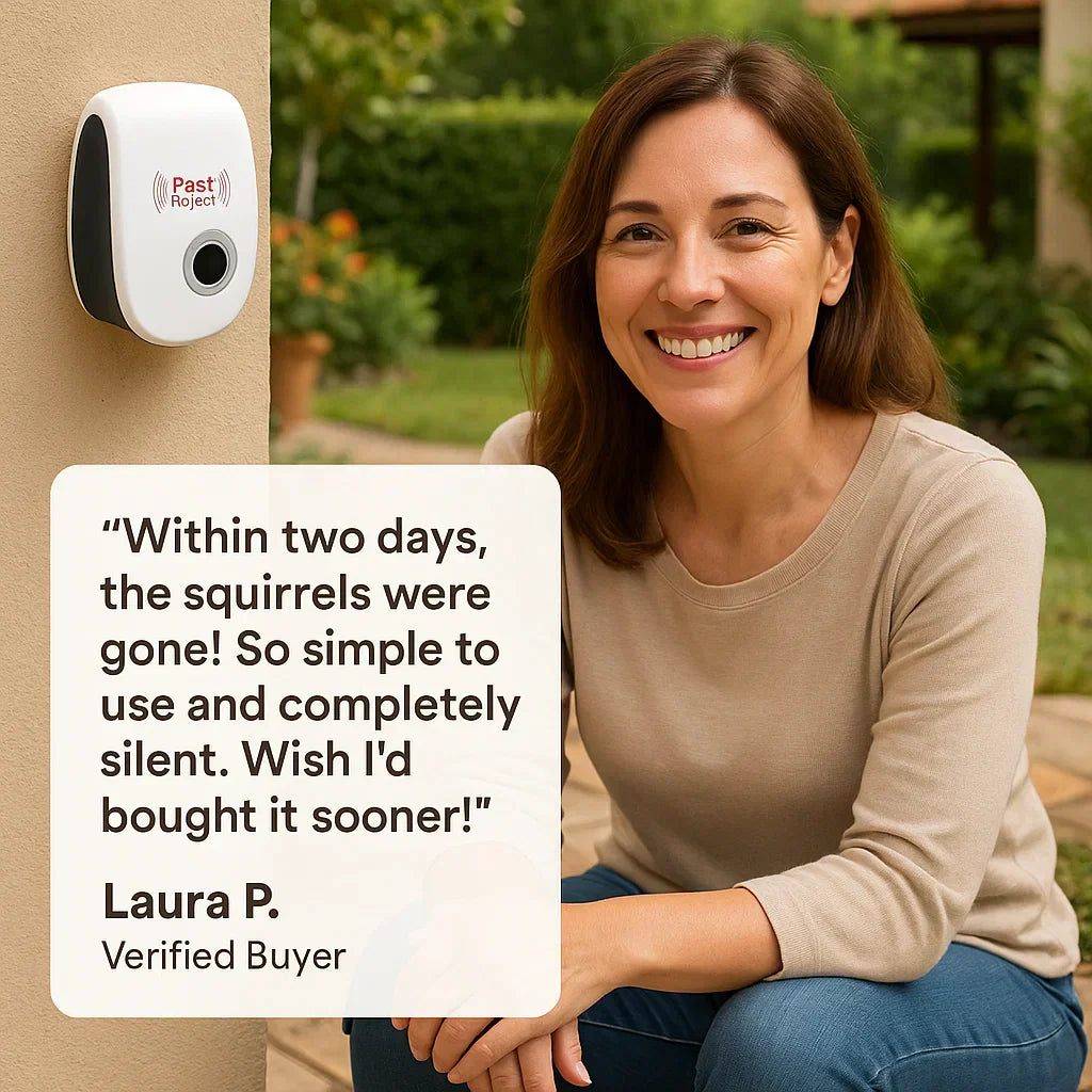 Nokmo | Ultrasonic Squirrel Repeller Device - Effective Pest Control to Deter Squirrels in 48 Hours for Gardens & Yards