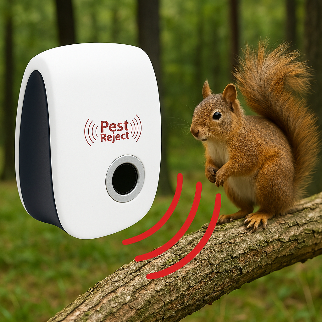 Nokmo | Ultrasonic Squirrel Repeller Device - Effective Pest Control to Deter Squirrels in 48 Hours for Gardens & Yards