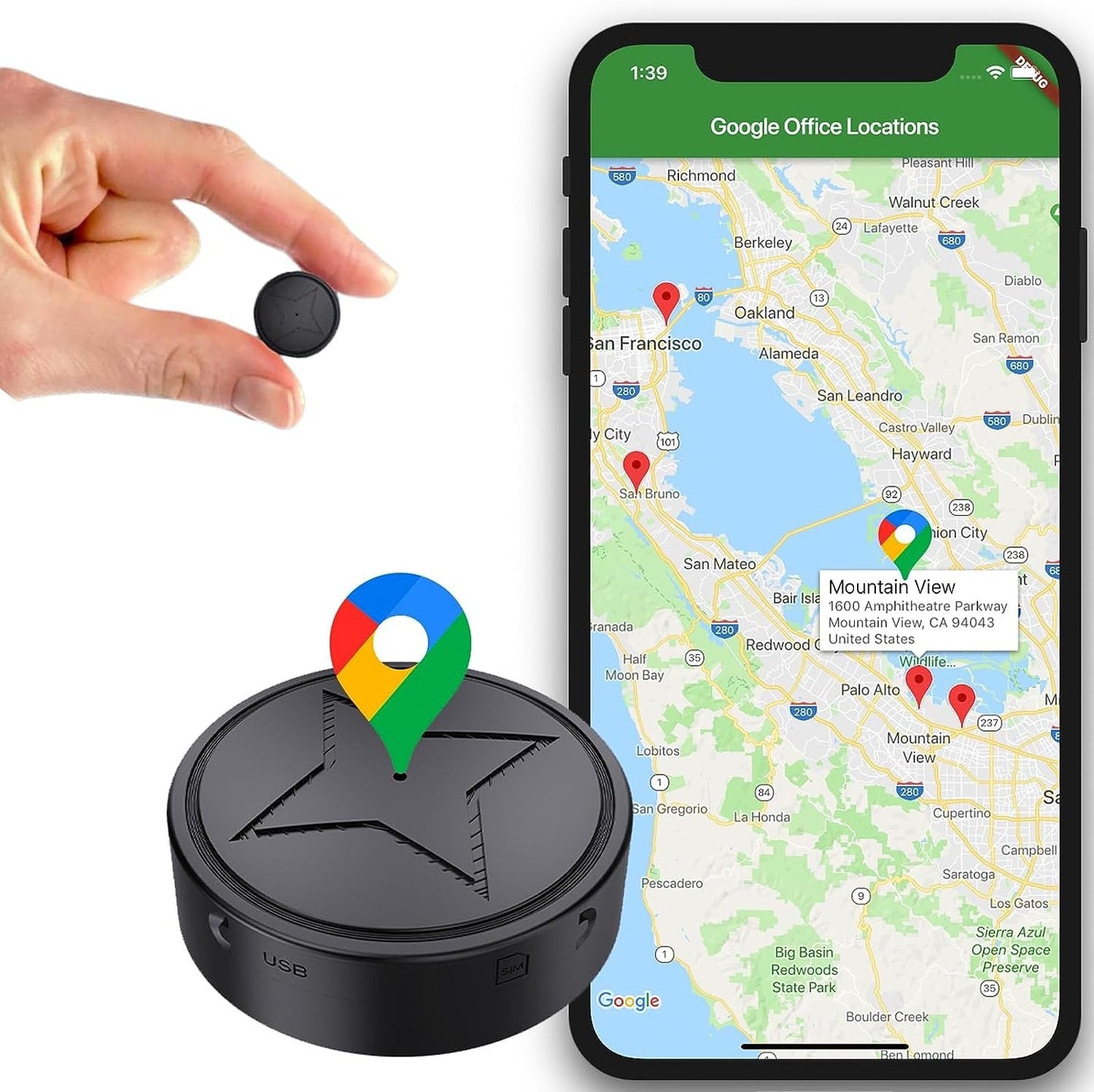 Nokmo UltraTrack | Magnetic Mini GPS Tracker | Real-Time Location & Cloud Logging | 500mAh Battery with Low-Power Alarm | GPS/LBS Dual-Mode | Theft & Vibration Alarm