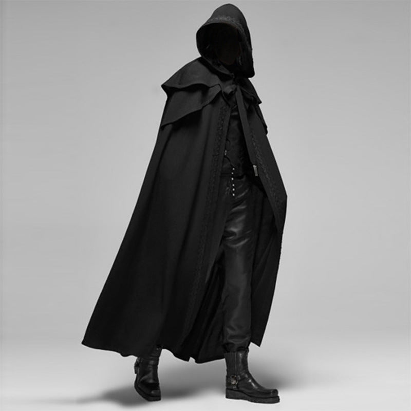 Nokmo | Unisex Hooded Cloak | Gothic Velvet Cape | Black