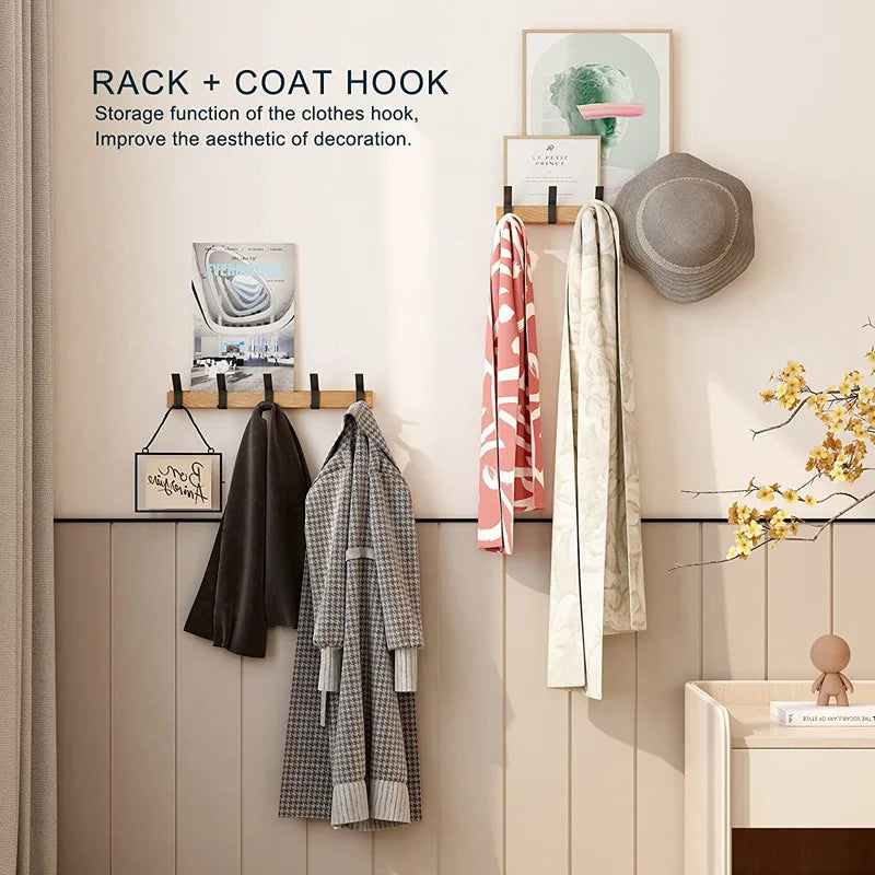 Nokmo | Wall wardrobe with movable hooks – Scandinavian design made of wood and metal