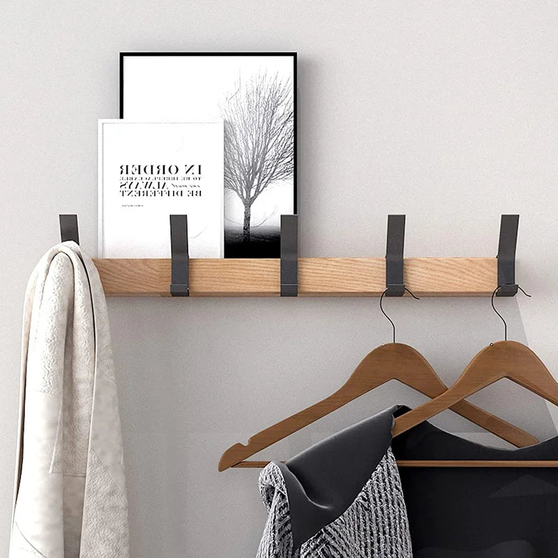 Nokmo | Wall wardrobe with movable hooks – Scandinavian design made of wood and metal