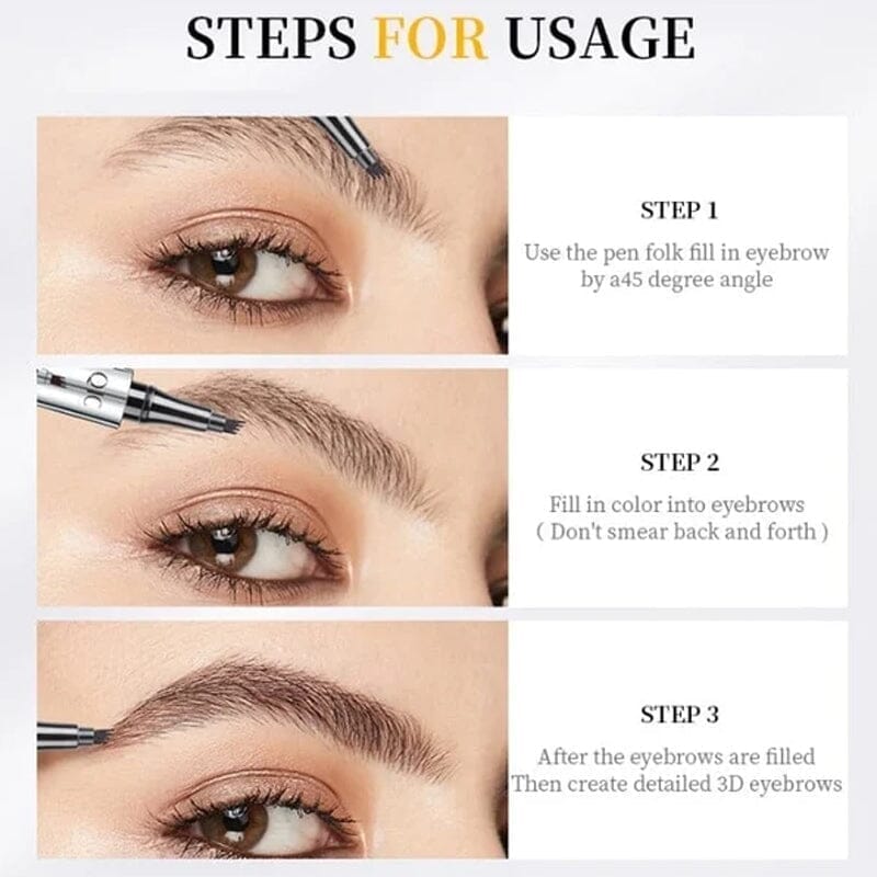Nokmo | Waterproof 3D Microblading Eyebrow Pencil with 4 Fork Tips