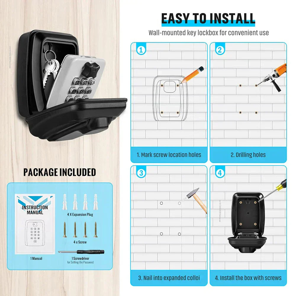 Nokmo | Waterproof Wall-Mounted Key Box – Outdoor Lockable Key Storage with Combination Code