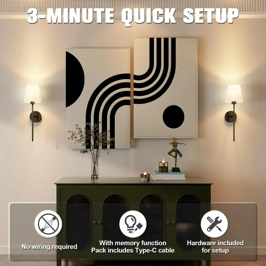 Nokmo | Wireless Wall Lamps, Pack of 2