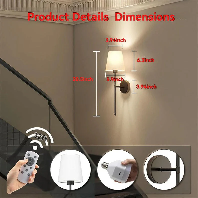 Nokmo | Wireless Wall Lamps, Pack of 2