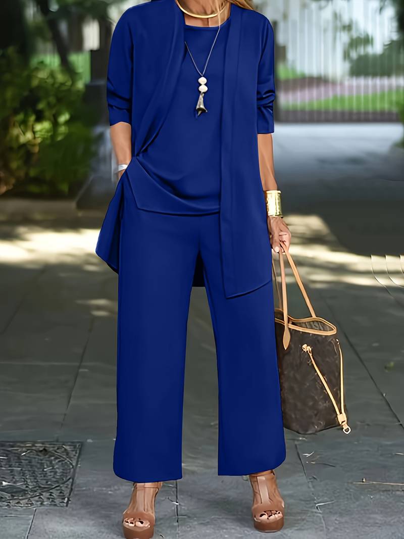 Nokmo | Women's 3-Piece Pant Suit with Open Cardigan