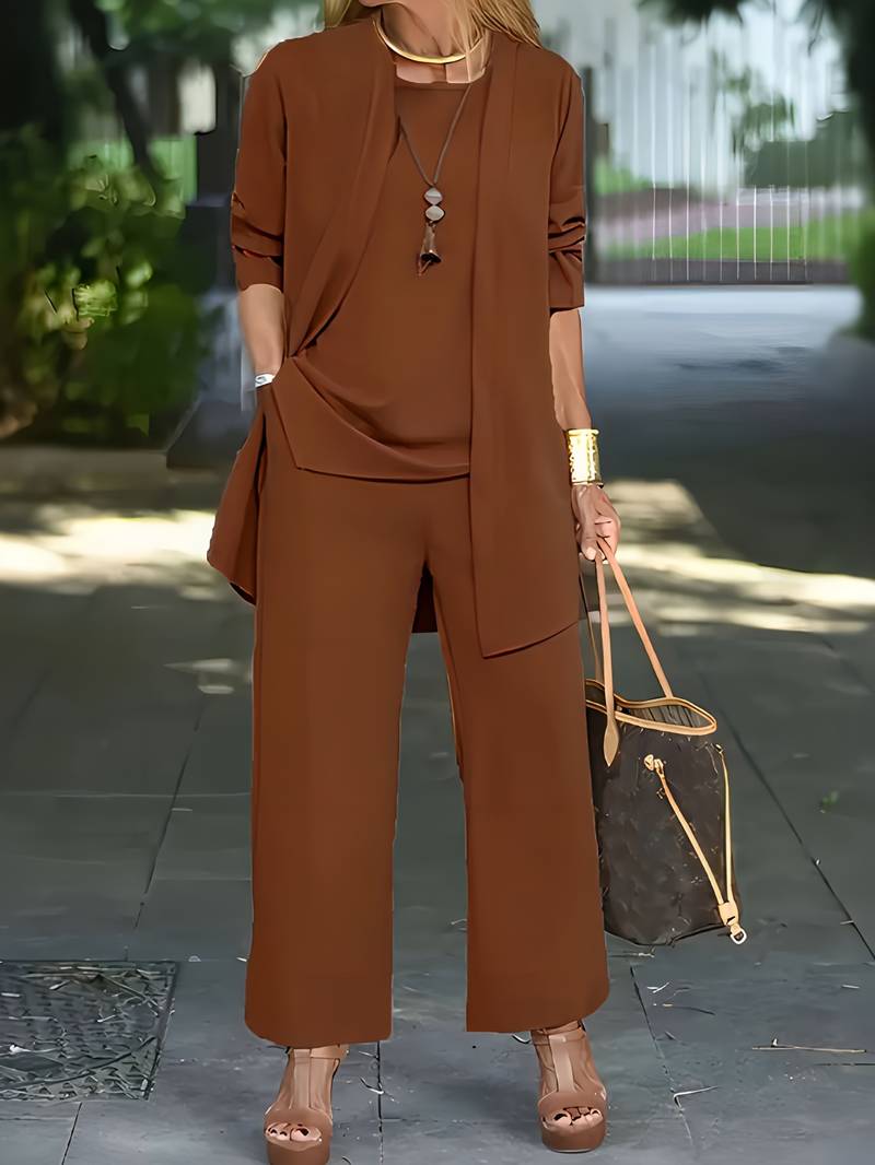 Nokmo | Women's 3-Piece Pant Suit with Open Cardigan