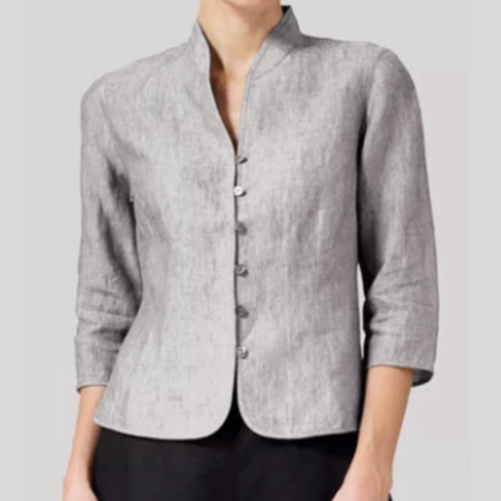 Nokmo | Women's Band Collar Button-Up Blouse