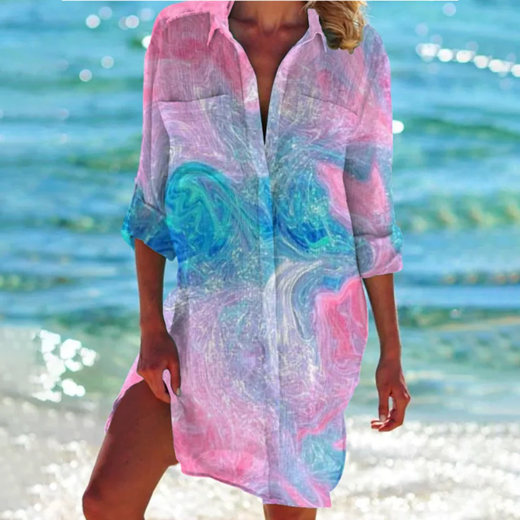 Nokmo | Women's Beach Shirt Button-Up Cover-Up
