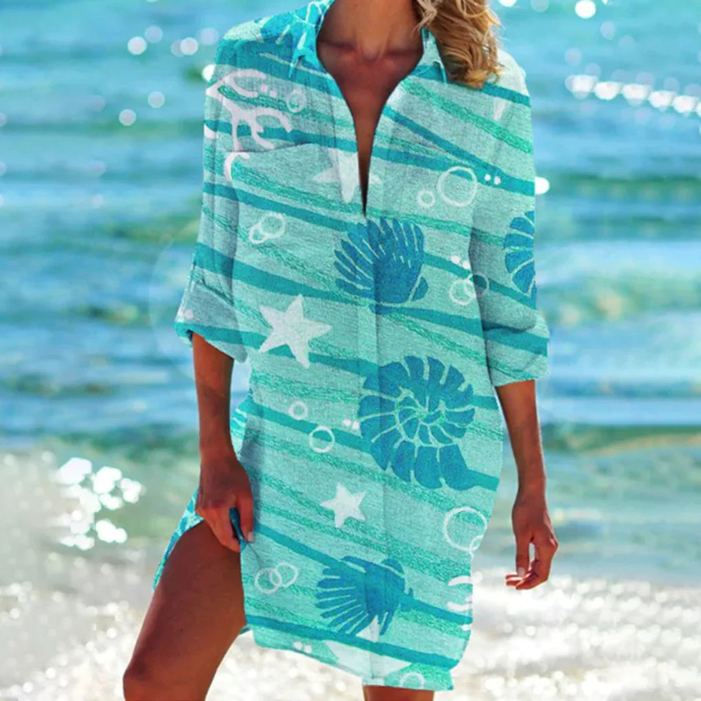 Nokmo | Women's Beach Shirt Button-Up Cover-Up