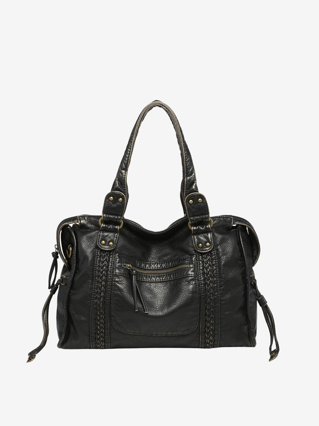 Nokmo | Women's Braided Shoulder Bag with Zip Pocket