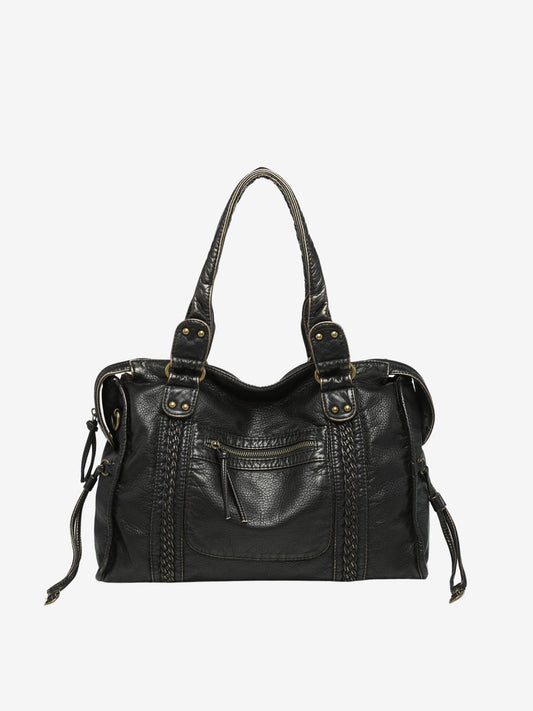 Nokmo | Women's Braided Shoulder Bag with Zip Pocket