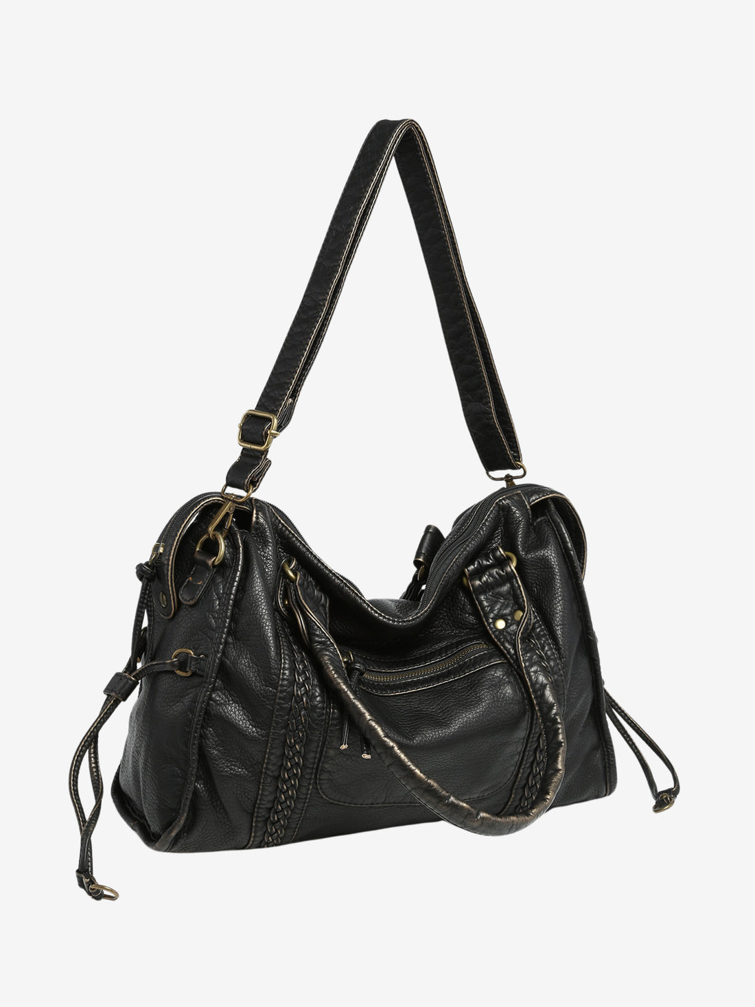 Nokmo | Women's Braided Shoulder Bag with Zip Pocket