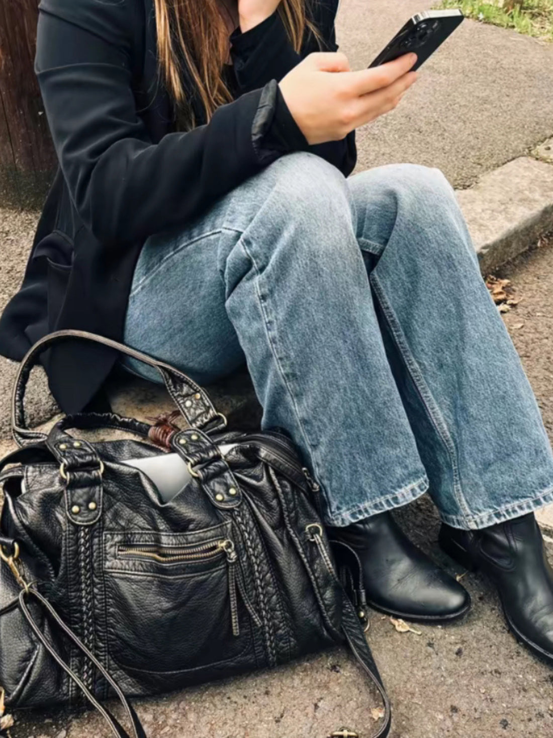 Nokmo | Women's Braided Shoulder Bag with Zip Pocket