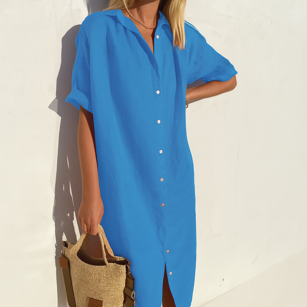 Nokmo | Women's Button-Front Midi Shirt Dress