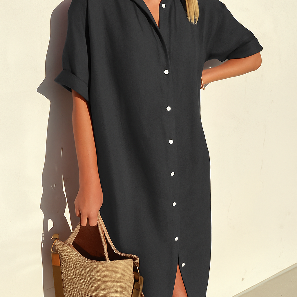 Nokmo | Women's Button-Front Midi Shirt Dress