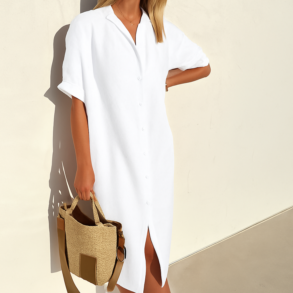 Nokmo | Women's Button-Front Midi Shirt Dress