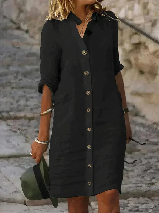 Nokmo | Women's Button-Up Midi Shirt Dress