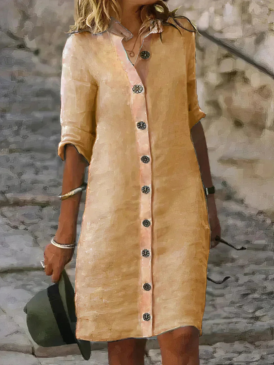 Nokmo | Women's Button-Up Midi Shirt Dress