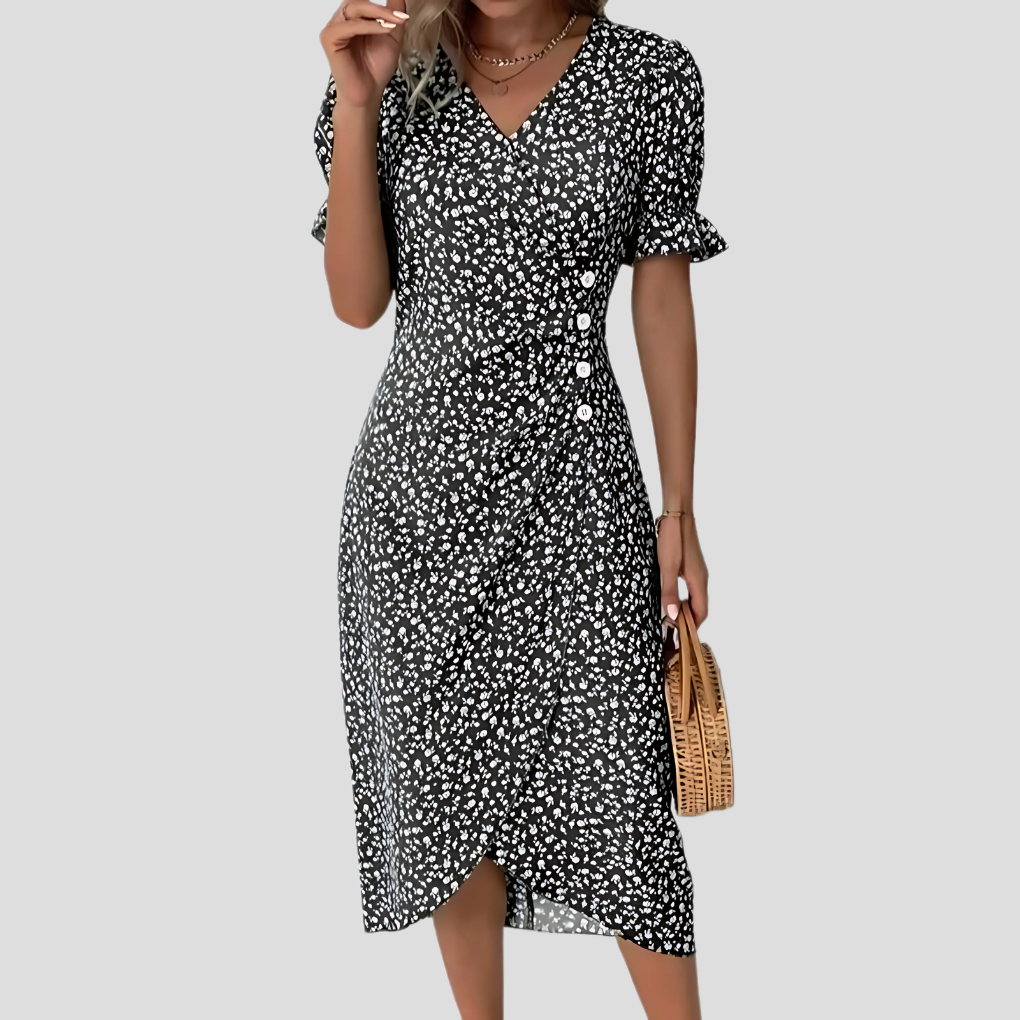 Nokmo | Women's Button Wrap Floral Midi Dress