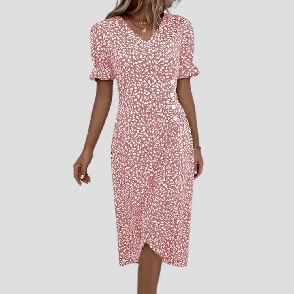 Nokmo | Women's Button Wrap Floral Midi Dress