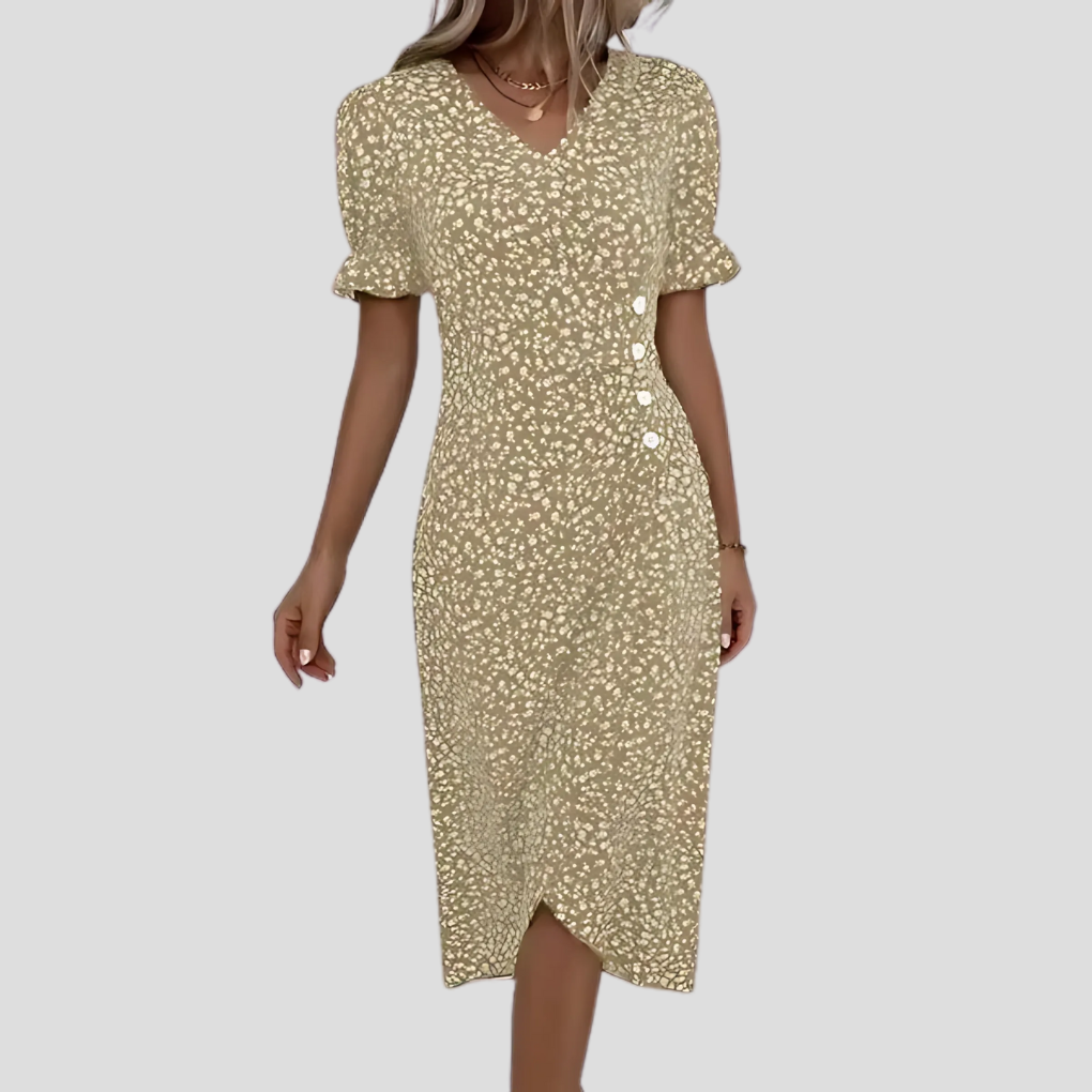 Nokmo | Women's Button Wrap Floral Midi Dress