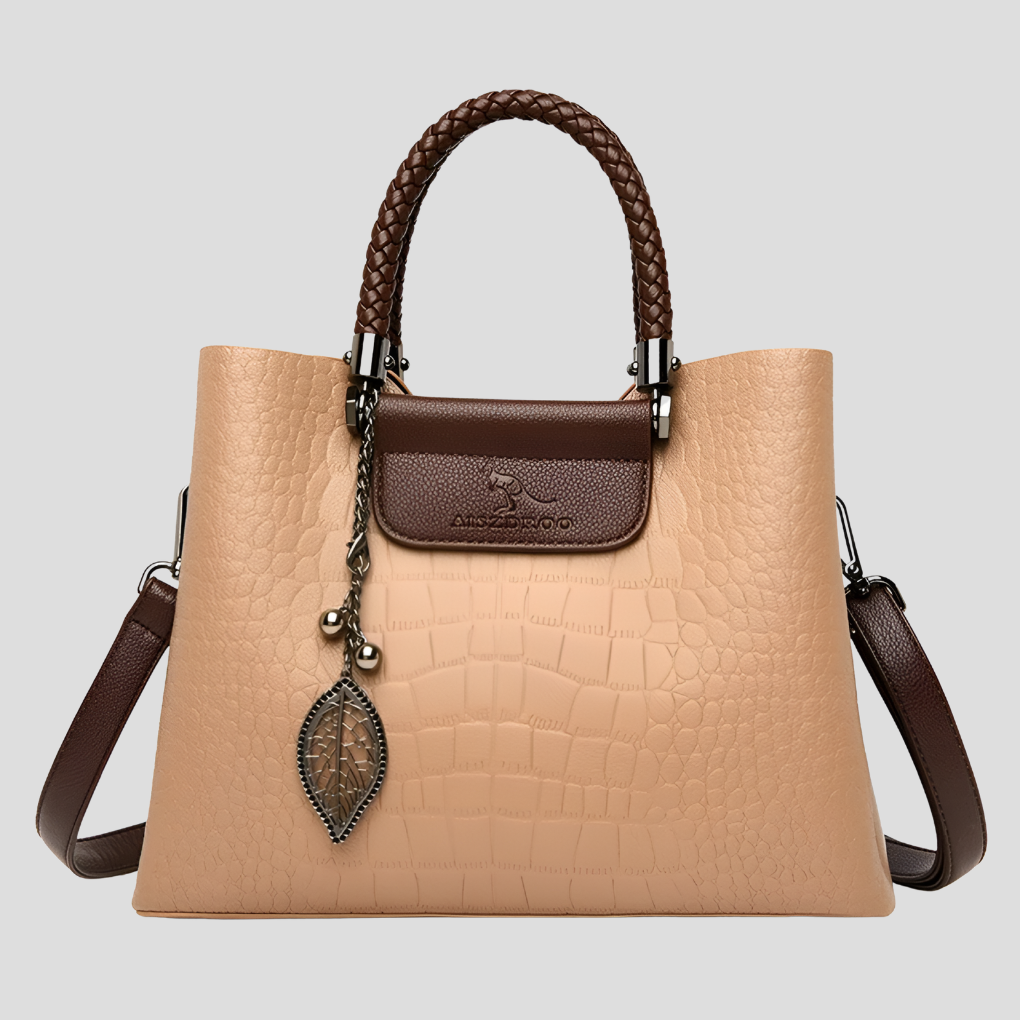 Nokmo | Women's Crocodile Embossed Tote Bag with Leaf Charm