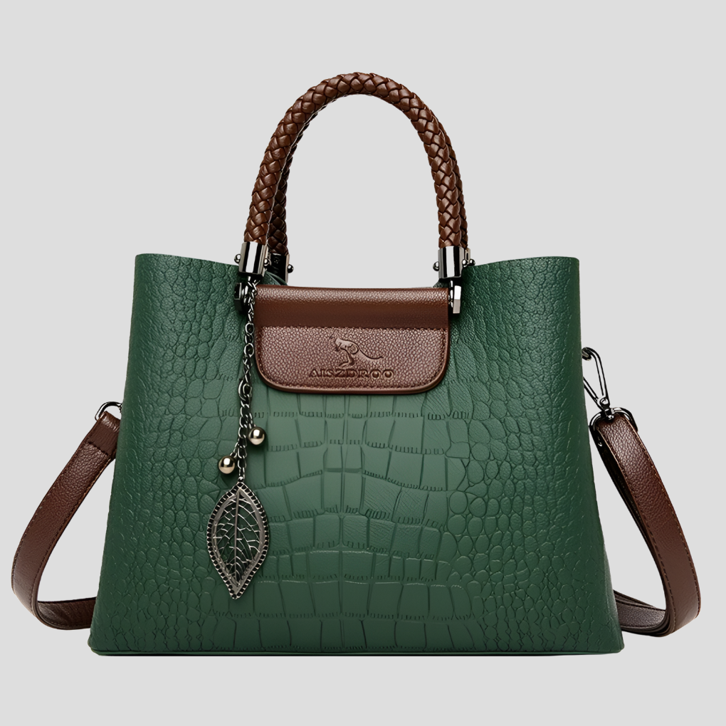 Nokmo | Women's Crocodile Embossed Tote Bag with Leaf Charm