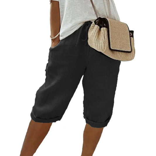 Nokmo | Women's Cropped Linen Pants with Drawstring Waist