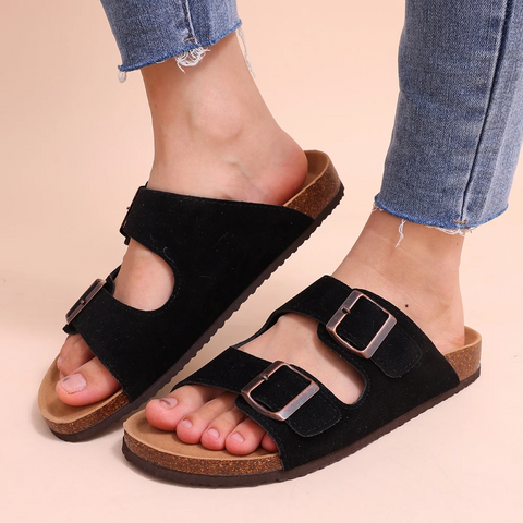 Nokmo | Women's Double Strap Cork Footbed Slides
