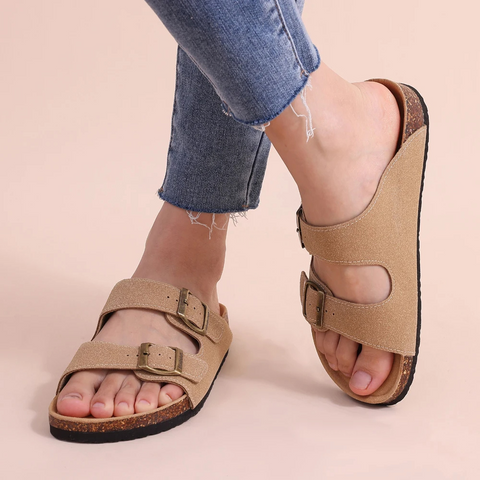 Nokmo | Women's Double Strap Cork Footbed Slides