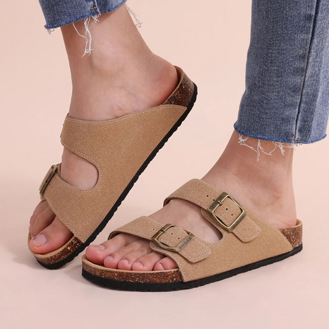 Nokmo | Women's Double Strap Cork Footbed Slides