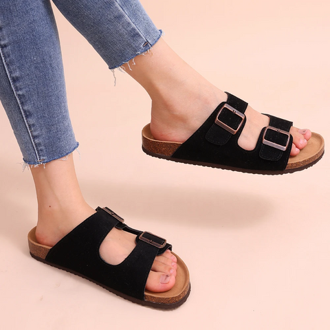 Nokmo | Women's Double Strap Cork Footbed Slides