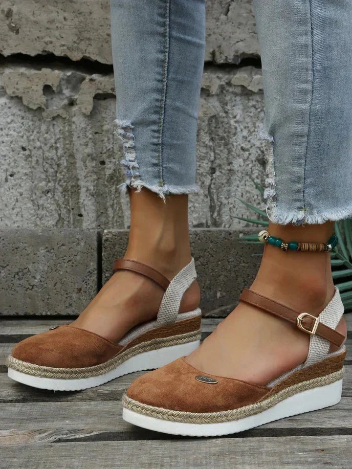 Nokmo | Women's Espadrille Wedge Sandals with Ankle Strap