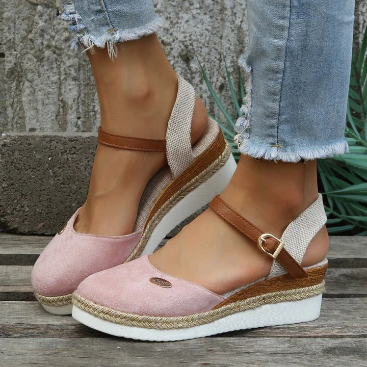Nokmo | Women's Espadrille Wedge Sandals with Ankle Strap
