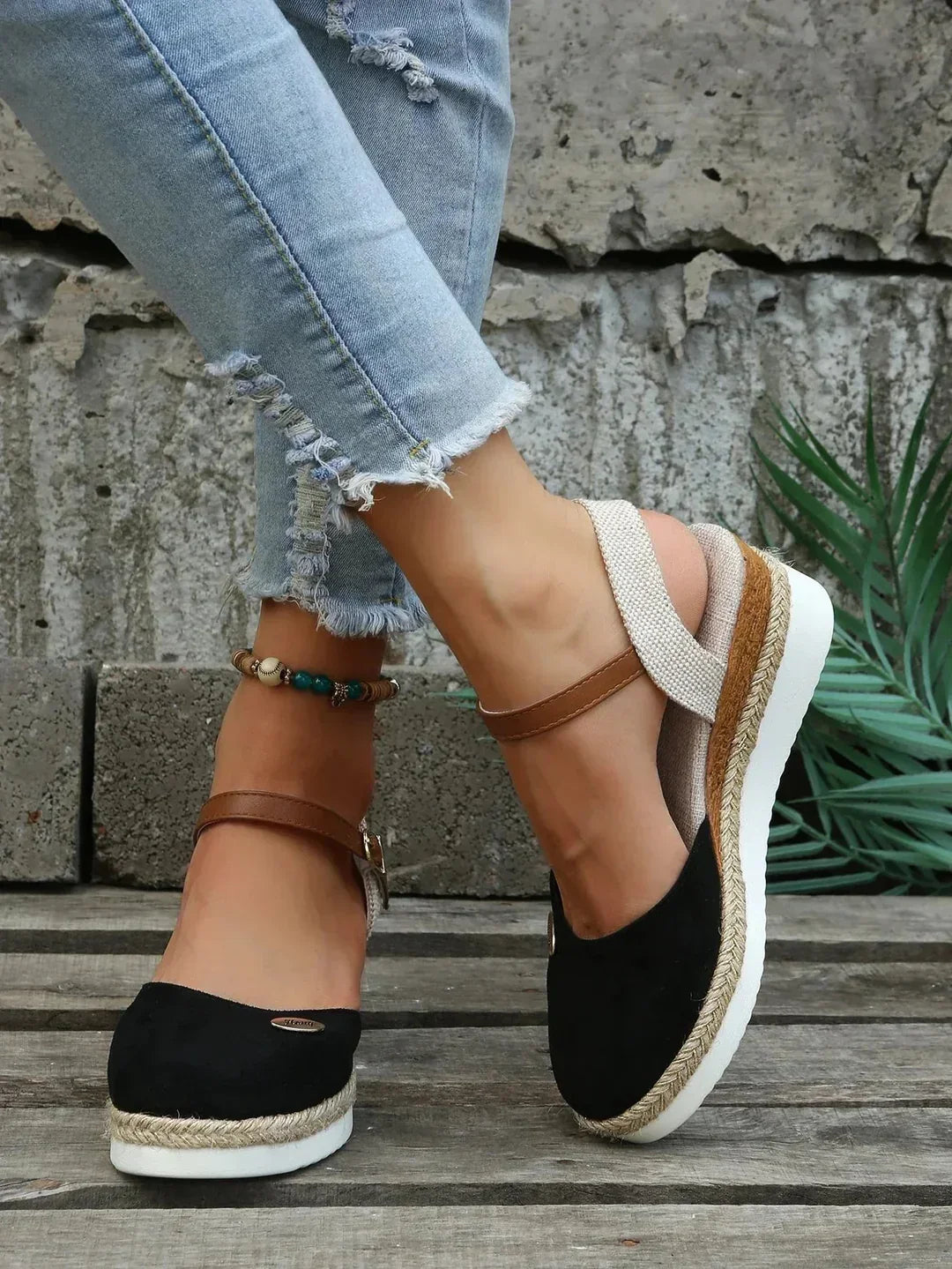 Nokmo | Women's Espadrille Wedge Sandals with Ankle Strap