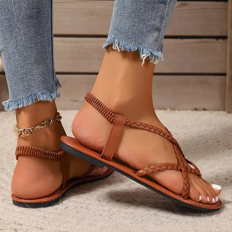 Nokmo | Women's Flat Sandals with Braided Straps