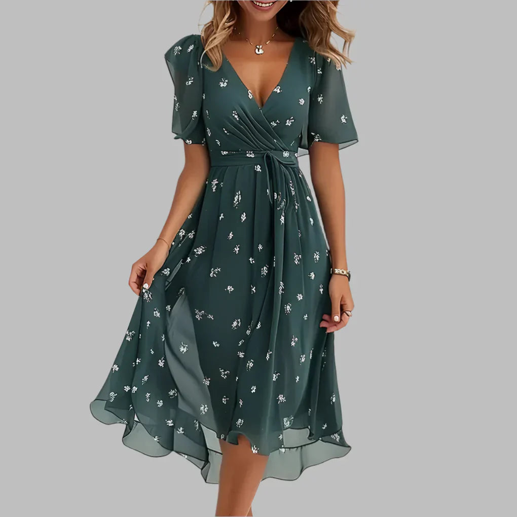 Nokmo | Women's Floral Wrap Midi Dress