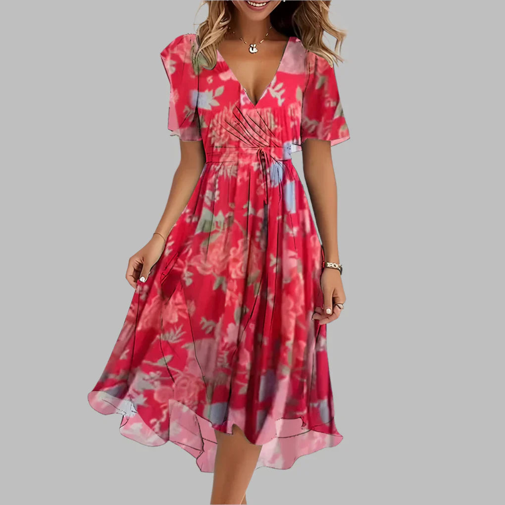 Nokmo | Women's Floral Wrap Midi Dress