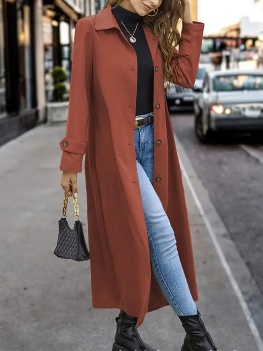 Nokmo | Women's Full Length Trench Coat with Buttons
