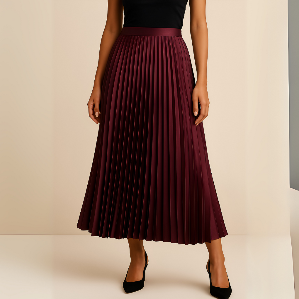 Nokmo | Women's High-Waist Pleated Midi Skirt