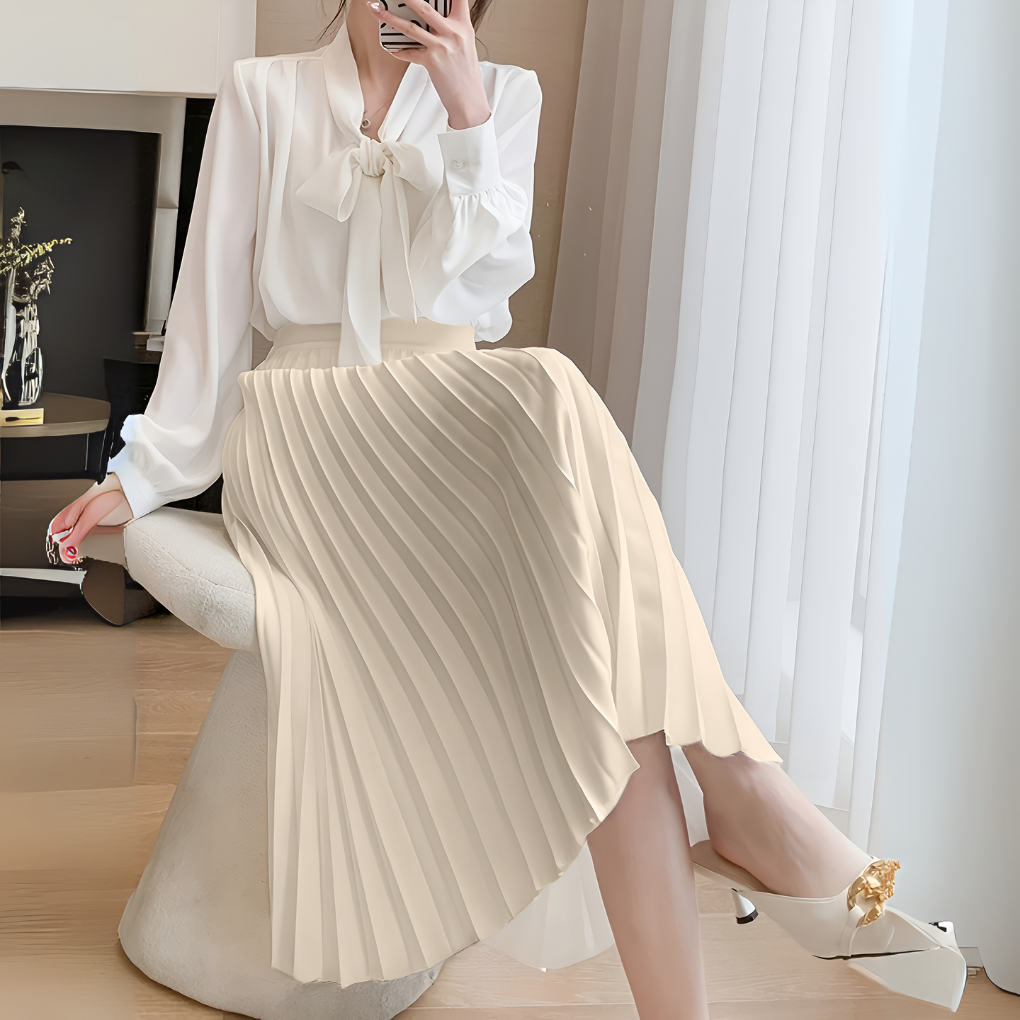 Nokmo | Women's High-Waist Pleated Midi Skirt