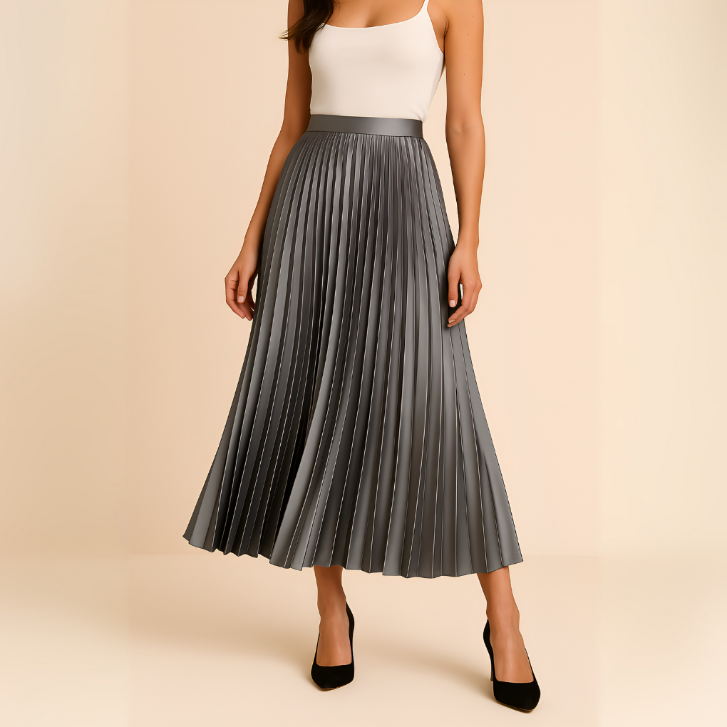 Nokmo | Women's High-Waist Pleated Midi Skirt
