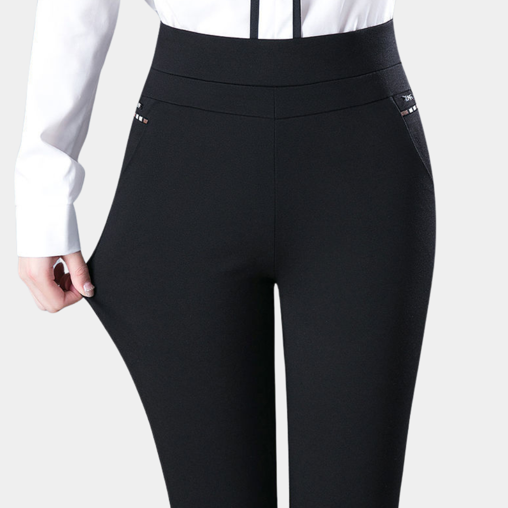 Nokmo | Women's High Waisted Stretch Pants with Pinstripe