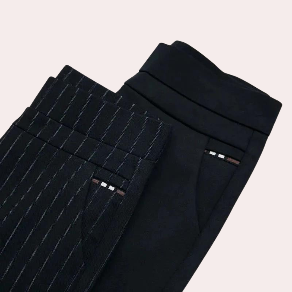 Nokmo | Women's High Waisted Stretch Pants with Pinstripe