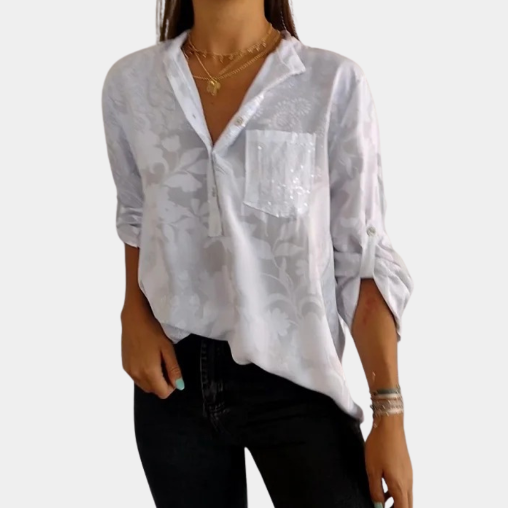 Nokmo | Women's Jacquard Blouse with Convertible Sleeves