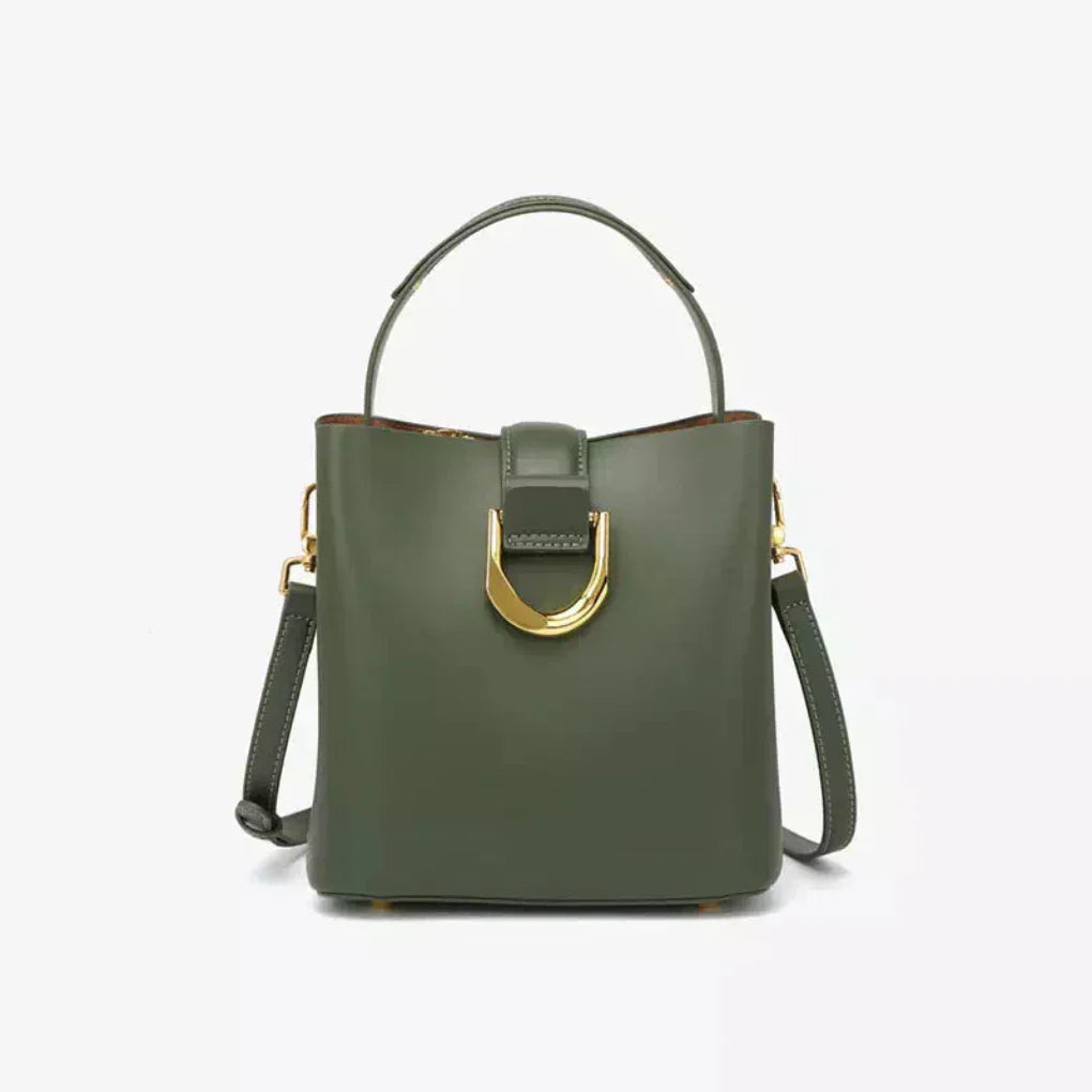 Nokmo | Women's Leather Bucket Bag with Gold Hardware