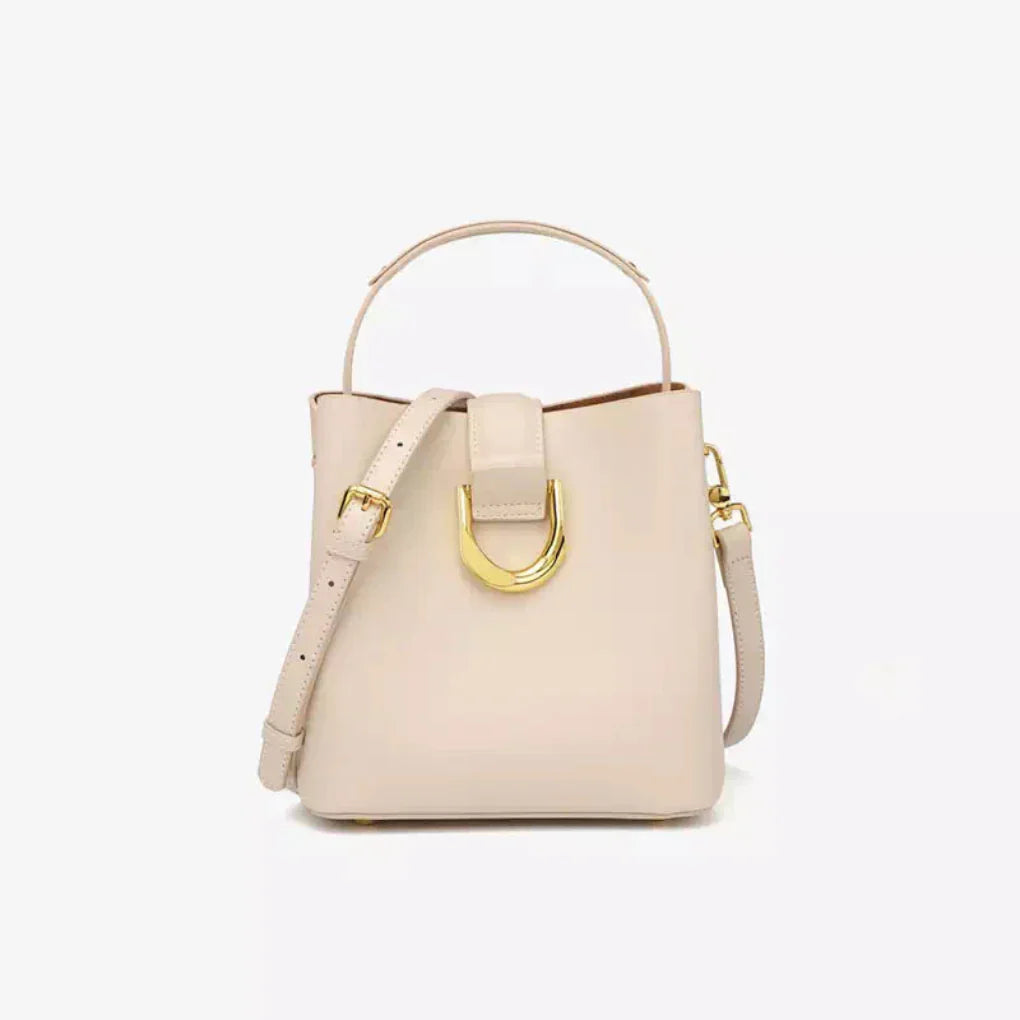 Nokmo | Women's Leather Bucket Bag with Gold Hardware